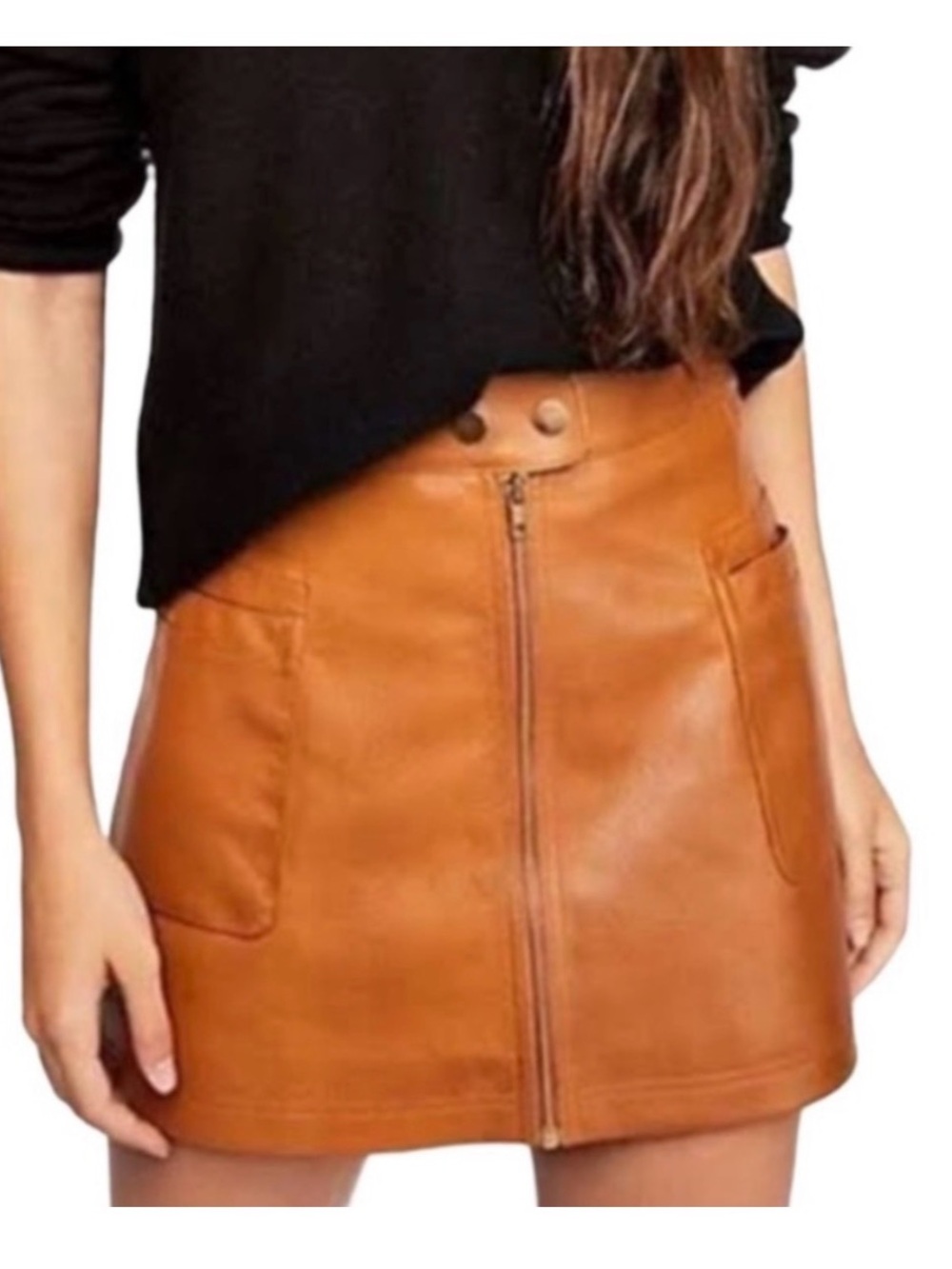Free People NEW vegan leather mini skirt